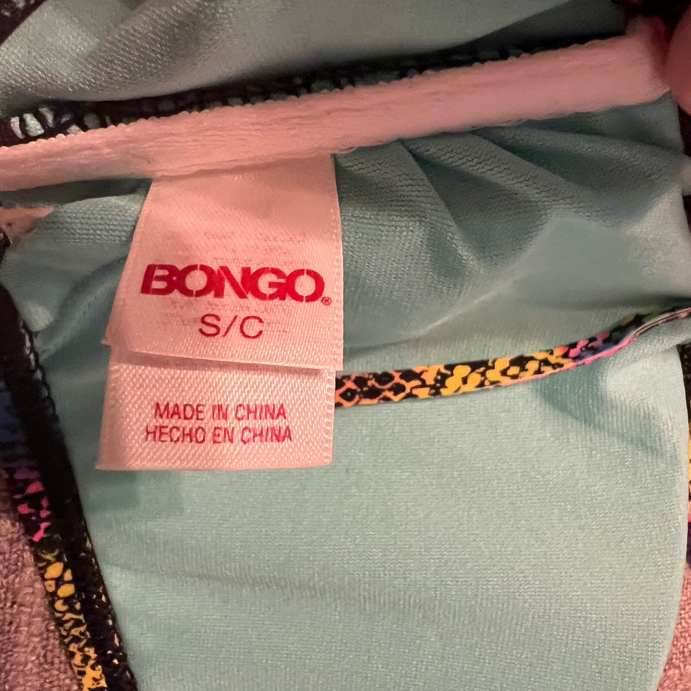 Bongo swim top size small rainbow snake print with fringe like new condition